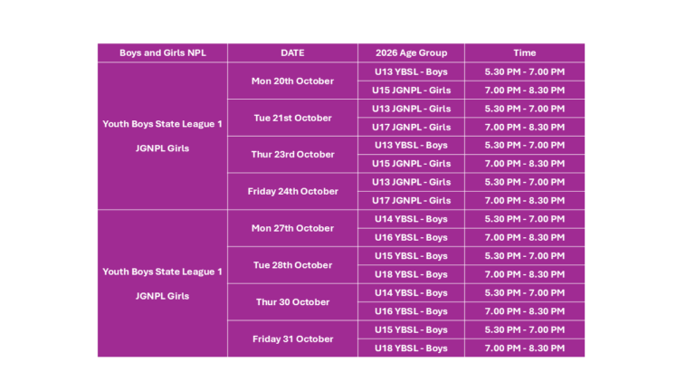 Upcoming Trials for Youth Boys State League – 1 (NPL, U13-18) and Junior Girls NPL U13-U18